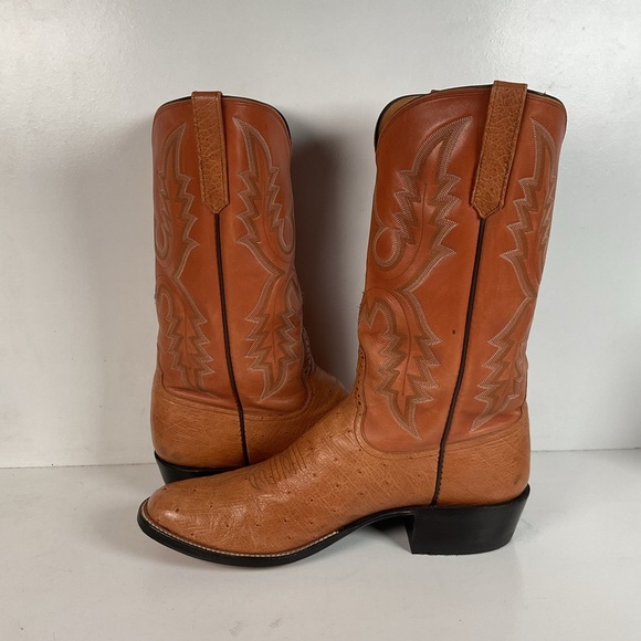 Rios Of Mercedes Smooth Ostrich Cowboy Boots 13 B Exotic USA Made - Picture 16 of 16